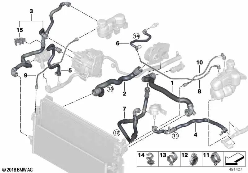 Kühlmittelschlauch für BMW F45, F45N 2er, X1 F48N, F49, F49N, X2 F39 (OEM 17127645520). Original BMW