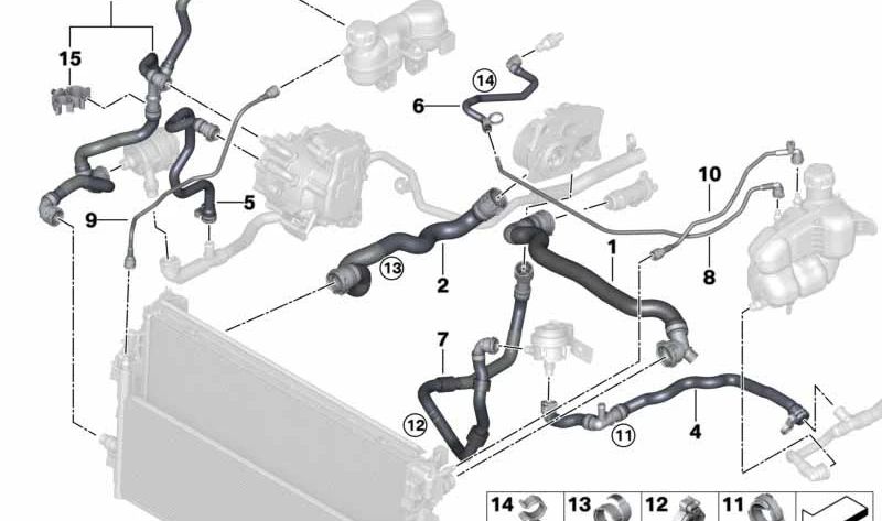 Tubo de retorno del refrigerante OEM 17127645477 para BMW F45, F48, F49, F39. Original BMW