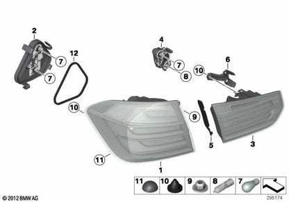 Rechte Seite Heck -Pilot für BMW 3 F30 -Serie, F80 (OEM 63217313040). Original BMW