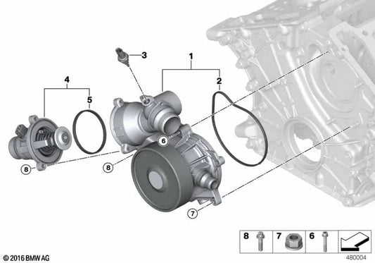 Mechanical coolant pump for BMW G12, G12N (OEM 11518657274). Genuine BMW