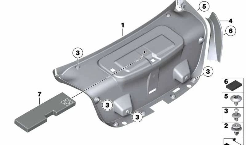 Casado interior da porta traseira OEM 51497204373 para BMW F10, F18. BMW original.