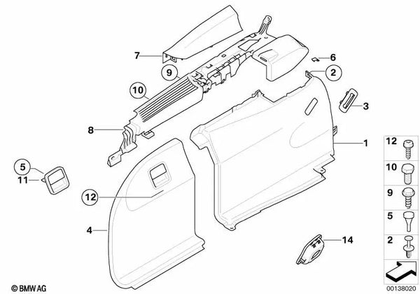 Tapa compartimento de equipaje izquierda para BMW Serie 5 E61, E61N (OEM 51477076957). Original BMW