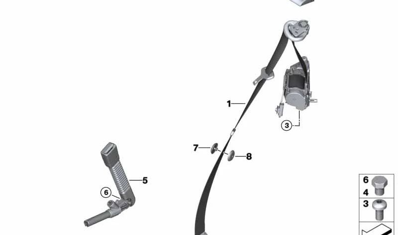 Left belt bypass for BMW Z4 E85 (OEM 72117145257). Original BMW