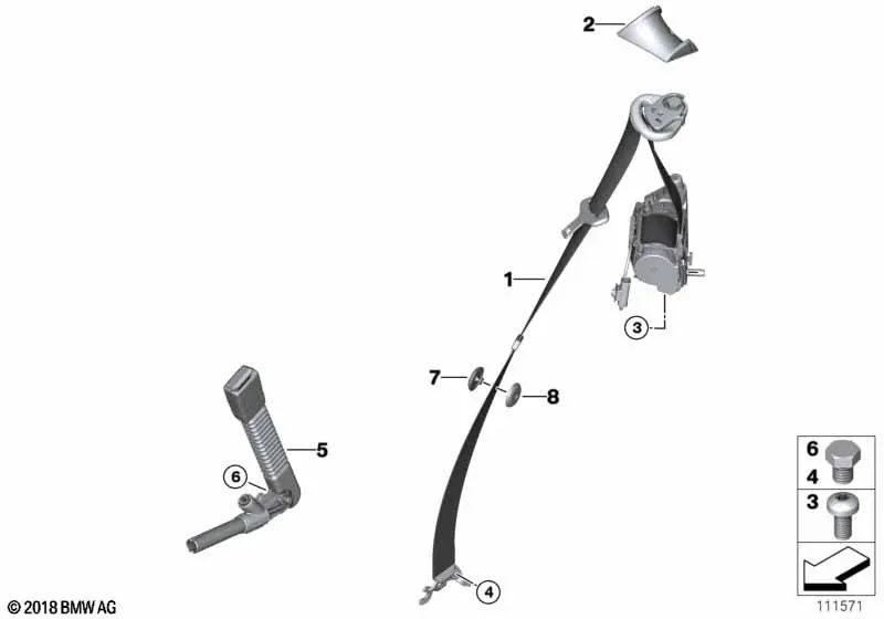 Gurtumlenker derecho para BMW Z4 E86 (OEM 72113421468). Original BMW