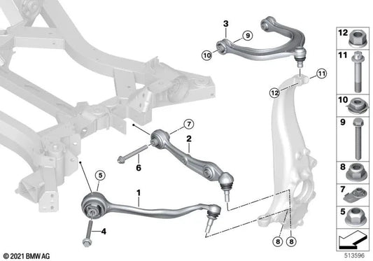 Tirante con cojinetes de goma izquierda para BMW I20 (OEM 31106878073). Original BMW