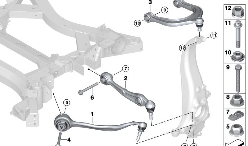 Brazos de suspensión superiores delanteros OEM 31106883836 para BMW G05, G18, G06, G07, I20. Original BMW.