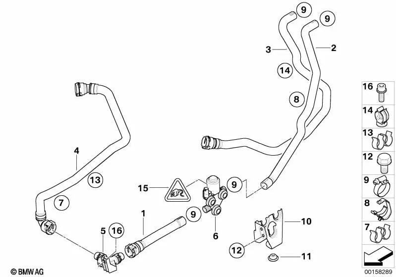 Manguera de agua para BMW X5 E70, X6 E71 (OEM 64216945269). Original BMW