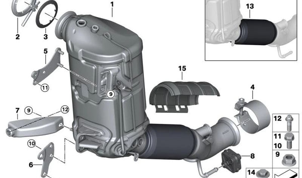 Barra para BMW Serie 1 F40, Serie 2 F44, F45N, F46N, X1 F48, F48N, X2 F39, MINI F54, F55, F56, F57, F60 (OEM 18328580249). Original BMW