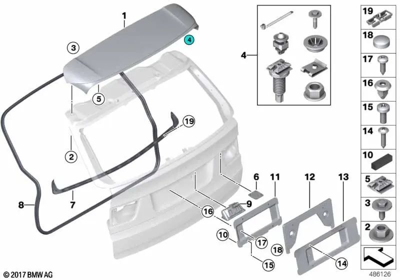 Sellado del portón trasero para BMW X5 E70, E70N (OEM 51767177284). Original BMW