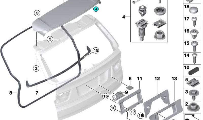 Tuerca de plástico para BMW E91, E70 (OEM 07147143107). Original BMW