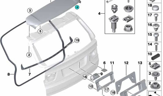 Tuerca de plástico para BMW E91, E70 (OEM 07147143107). Original BMW