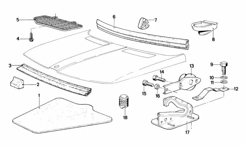 Alfombrilla de amortiguación para BMW Serie 3 E21 (OEM 51481832785). Original BMW