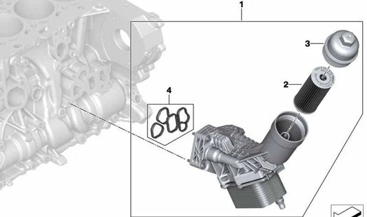 Filtro de aceite para BMW G42, G20, G21, G22, G23, G26, G30, G31, G32N, G01, G02 (OEM 11428580417). Original BMW