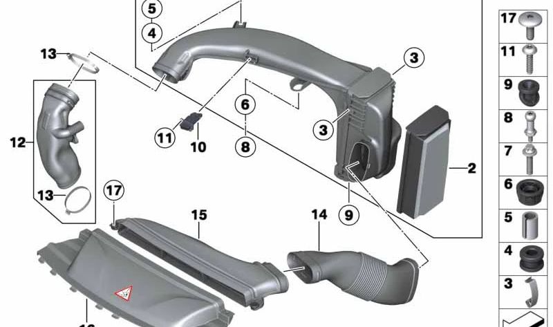 Conducto de aire para BMW X5 E70N, F15, X6 E71, F16 (OEM 13718509068). Original BMW