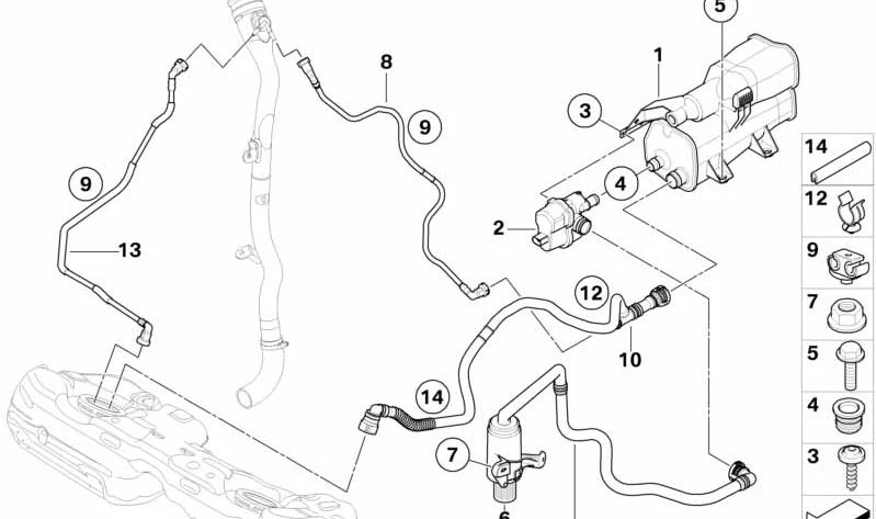 Entlüftungsrohr mit Staubfilter für BMW E82, E88 (OEM 16137191056). Original BMW