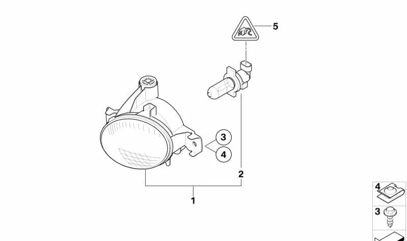 Faros antiniebla con luz de giro izquierda para BMW X1 E84, X3 E83N, X5 E70 (OEM 63177184317). Original BMW