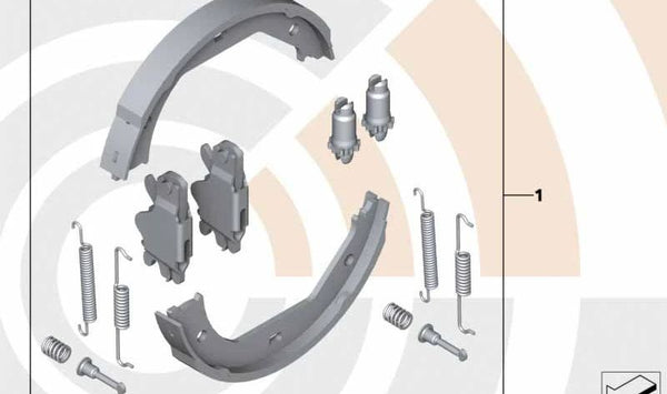 Kit de reparación de zapatas de freno OEM 34212464315 para BMW F20, F21, F22, F23. Original BMW