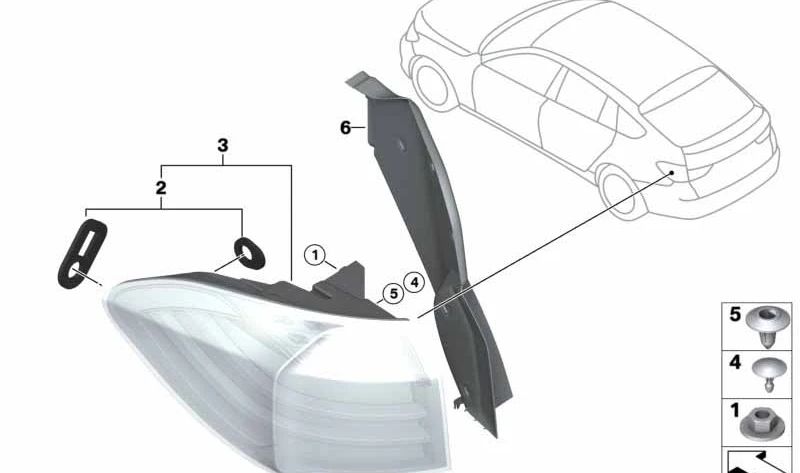 Cubierta de canal de agua inferior derecha para BMW Serie 5 F07 (OEM 51497320718). Original BMW