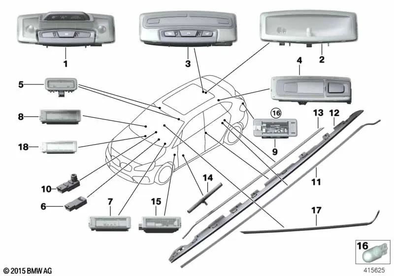 LED-Innenraumrückleuchte für BMW F46 (OEM 61319355405). Original BMW