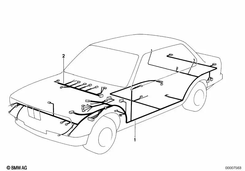 Armaturenbrett-Kabelbaumabschnitt für BMW 3er E30 (OEM 61111385547). Original BMW.