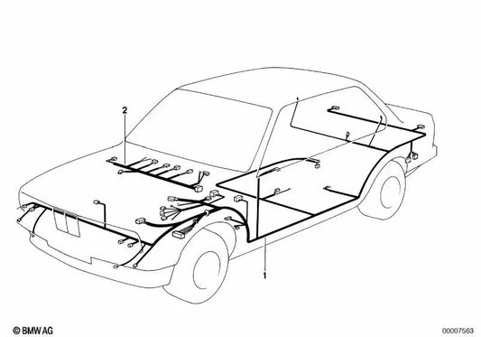 Armaturenbrett-Kabelbaumabschnitt für BMW 3er E30 (OEM 61111385547). Original BMW.