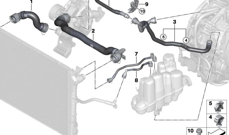 Mangueira da bomba de arrefecimento OEM 17128473667 para BMW Série 1 (U06). BMW originais.