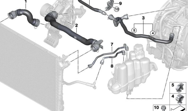 Manguera de bomba de refrigerante OEM 17128473667 para BMW Serie 1 (U06). Original BMW.