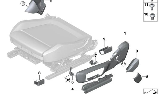 Cubierta de riel superior exterior izquierda para BMW Serie 3 G20, G21, G28, G80, G81, Serie 4 G26, Serie 5 F90N, X3 F97, G01, G08, X4 F98, G02 (OEM 52107492933). Original BMW