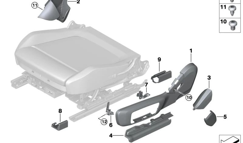 Die Abdeckung des Ankers des rechten Gürtels OEM 52107479528 für BMW G20, G21, G28, G80, G81, G26, F90, G16, G01, G08, F97, G02, F98. Original BMW.