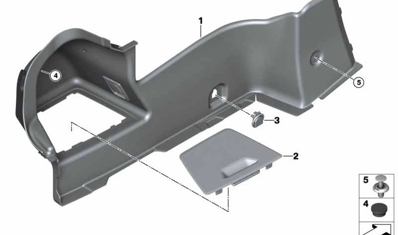 Revestimiento del maletero izquierdo para BMW F91, G14 (OEM 51477435261). Original BMW