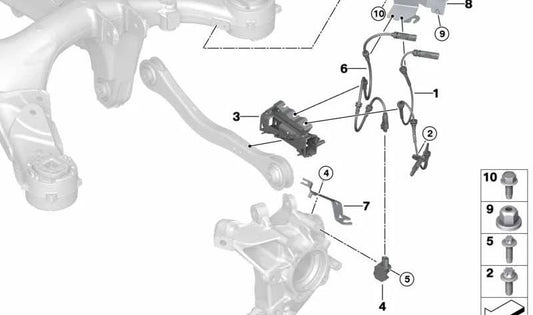 Sensor de velocidad de rueda OEM 34526878160 para BMW G05, G07. Original BMW.