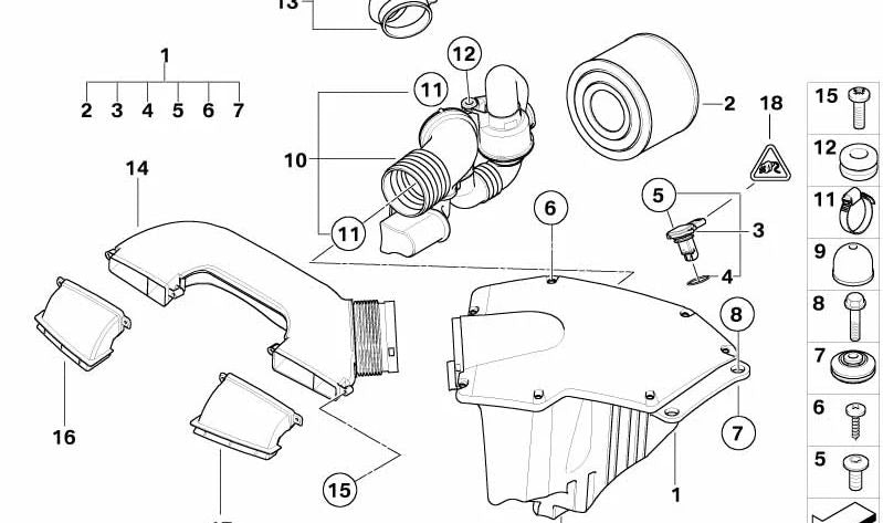 Silenciador de Ruido de Admisión para BMW Serie 1 E82, E88 Serie 3 E90, E91, E92, E93 (OEM 13717555288). Original BMW