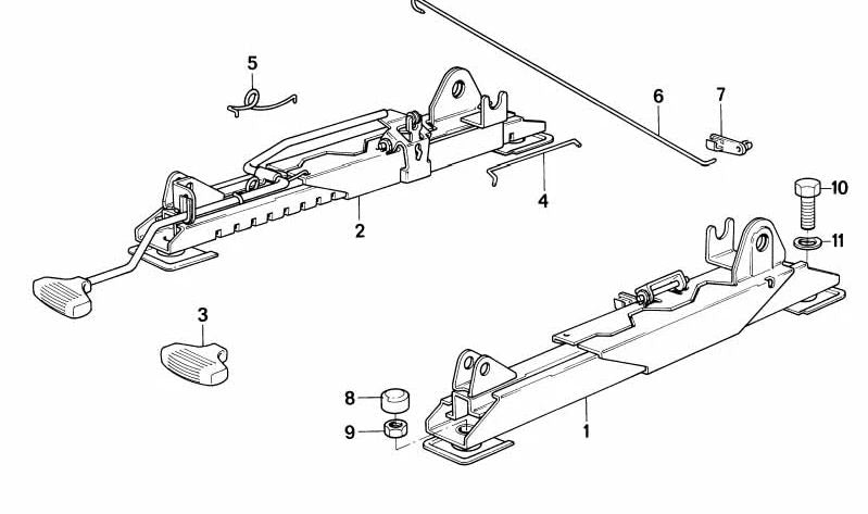 Guía de asiento interior derecha para BMW E30 (OEM 52101941978). Original BMW