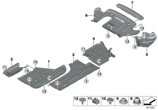 Cubierta inferior del tanque derecha para BMW G20, G20N, G21, G21N (OEM 51757435570). Original BMW