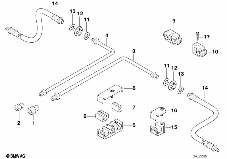 Soporte de línea de combustible para BMW Serie 7 E38 (OEM 16121181594). Original BMW.