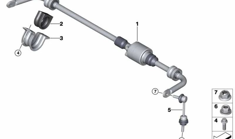 Barra estabilizadora activa OEM 37126856419 para BMW E70, E71, F15, F16, F85, F86. Original BMW