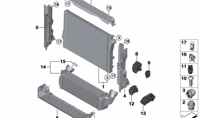 Soporte de módulo derecho para BMW X5 E70, F15, X6 E71, F16 (OEM 17118572189). Original BMW