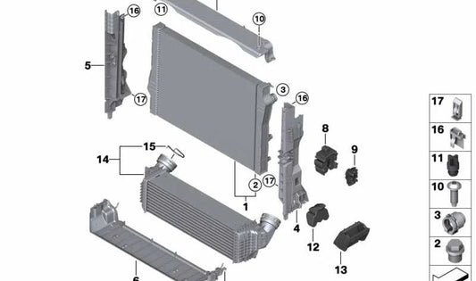 Radiador de Refrigerante para BMW X5 F15, X6 F16 (OEM 17118654431). Original BMW