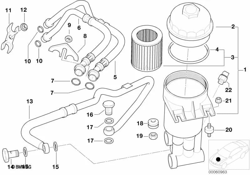 Gummilager para BMW Serie 5 E39 (OEM 11421407441). Original BMW