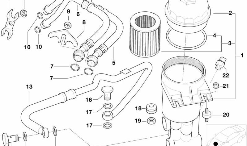 Supply Pressure Hose for BMW 5 Series E39 (OEM 11421406869). Original BMW