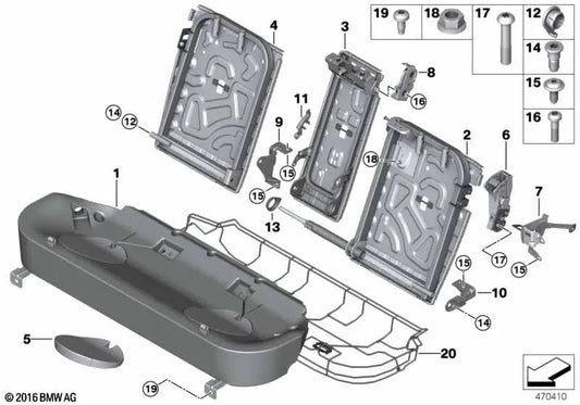 Sitzrahmen para BMW X5 F15, F85 (OEM 52207319606). Original BMW.