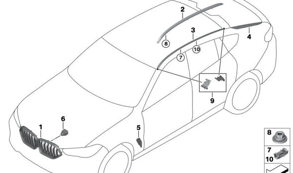 Rejilla Decorativa Frontal para BMW X5 G05 (OEM 51135A363D0). Original BMW