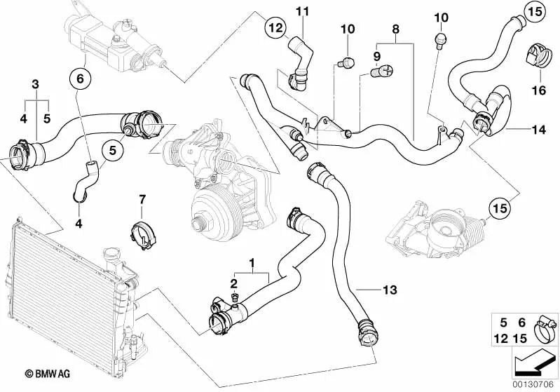 Manguera de agua para BMW Serie 3 E46 (OEM 11537789718). Original BMW