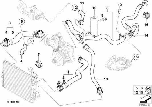 Manguera de agua para BMW Serie 3 E46 (OEM 11537789718). Original BMW