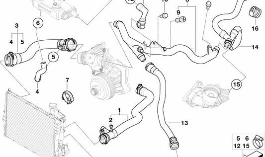 Manguera de agua para BMW Serie 3 E46 (OEM 11537787916). Original BMW