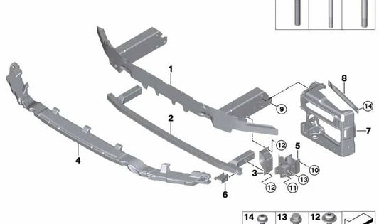 Soporte Paragolpes Delantero Superior para BMW G02 (OEM 51117458171). Original BMW