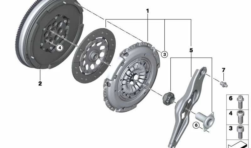 Juego de piezas de embrague para BMW F52, F45, F46, F46N, F48, F48N, F39 y MINI F54, F54N (OEM 21208676276). Original BMW.