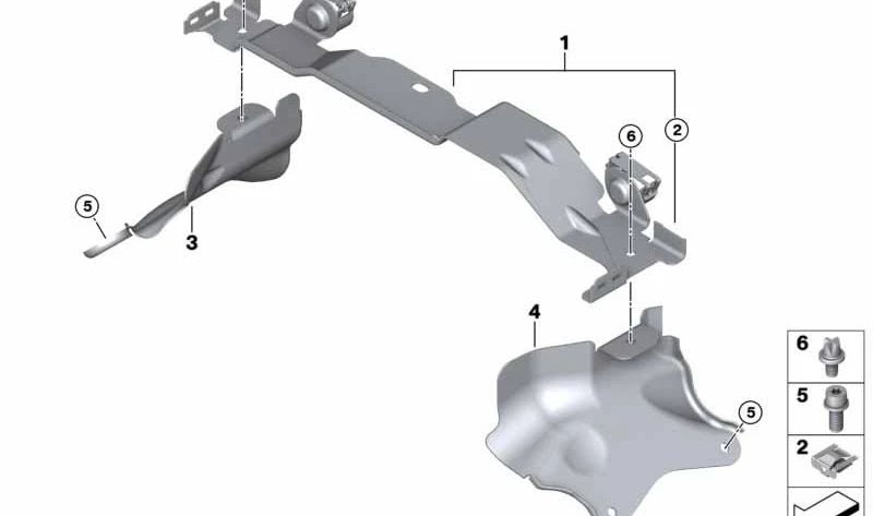 Suction Noise Muffler Bracket for BMW 5 Series F07, F10, F11, 6 Series F12, F13, 7 Series F01, F02N (OEM 13717577461). Original BMW.