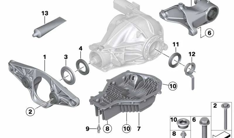 Adaptador trasero para BMW Serie 5 F10, Serie 6 F06, F12, F13 (OEM 33172284039). Original BMW