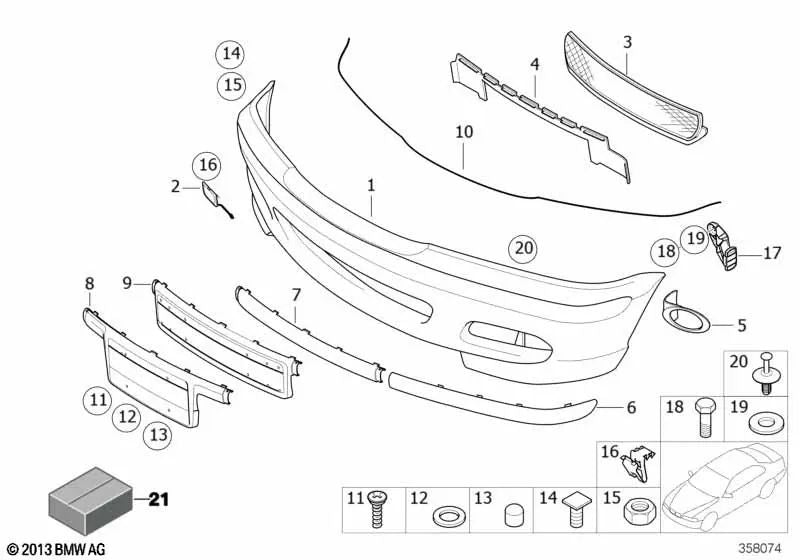 Soporte para Matrícula para BMW Serie 3 E46 (OEM 51112492210). Original BMW